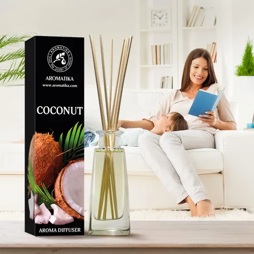 Vista 6 de Difusor de aroma de coco de 3.4 onzas líquidas (3.4 fl oz), difusor de junco, fragancia para habitación, fragancia para el hogar, ambientador