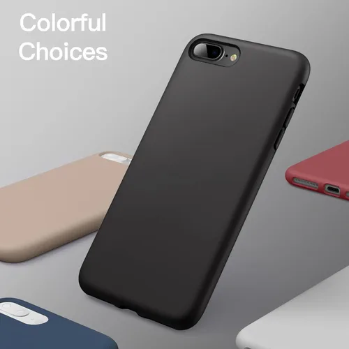 Vista 6 de JETech Funda de silicona para iPhone 8 Plus/7 Plus, color negro Tacto suave y sedoso, protección a prueba de golpes, resistente a los arañazos