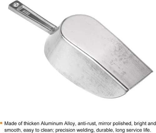 Vista 5 de PATIKIL Cucharas de hielo, paquete de 2 palas de aluminio de 7.09 pulgadas, pequeña máquina de hielo, harina, cereales, azúcar, palas para cocina