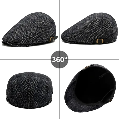 Vista 6 de Happy Cherry Mens Flat Top Newsboy Hat Adjustable Lightweight Cap