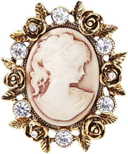 Vista 10 de LUREME Vintage Elegante Dama Victoriana Belleza Cameo con Broche de Cristal Pin (br000017)