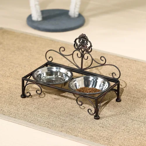 Vista 6 de Cuencos elevados para perros pequeños, cuenco elevado de metal para perros y gatos, con comedero doble de acero inoxidable para mascotas