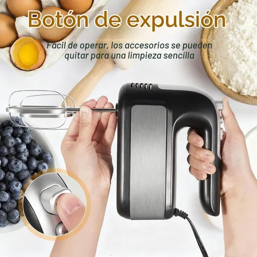 Vista 5 de Batidora de mano eléctrica de 400 W, 5 velocidades con turbo, 5 accesorios