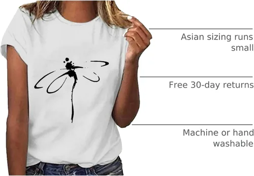 Vista 4 de Camiseta con estampado de animales para mujer, camiseta de libélula divertida, linda camiseta de manga corta, blusa de primavera 2023, camisas