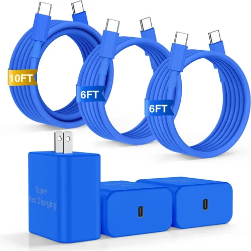 Vista 10 de Cargador para iPhone 17 16 Pro Max de Carga Rápida, Cargadores USB C Super Rápidos de 45W para iPhone 17 (6FT+6FT+10FT) Cables de Carga Tipo C