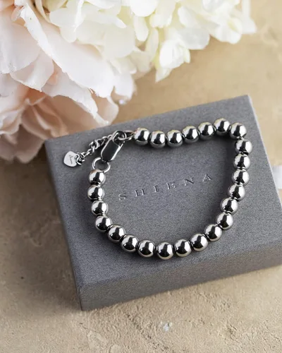 Vista 4 de Shiena Pulsera de cadena de bolas de cuentas de acero inoxidable quirúrgico con extensor