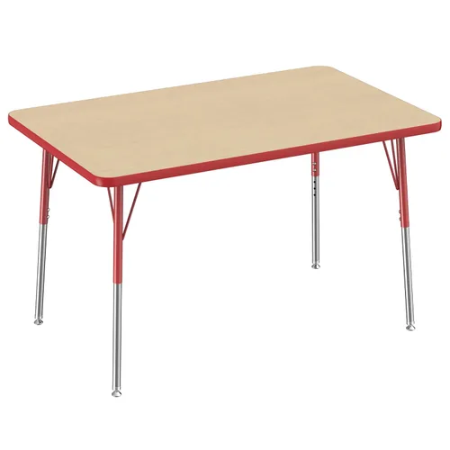 Vista 60 de FDP - Mesa rectangular para actividades escolares y de oficina (24 x 36 pulgadas), patas estándar con deslizadores giratorios, altura ajustable