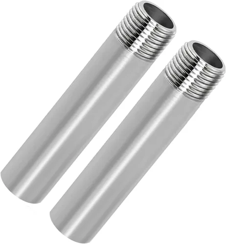 Vista 9 de Accesorio de tubo de acero inoxidable 1/2" NPT macho x 1/2" NPT hembra rosca boquilla tubo fundido de 2" (50mm) de longitud 2 piezas
