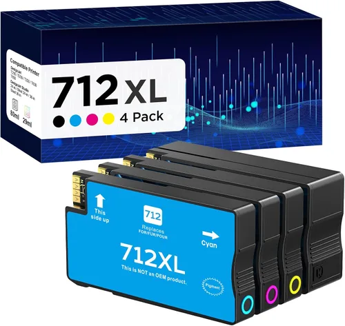 Vista 8 de 712XL 712 - Cartuchos de tinta de alto rendimiento compatibles con cartuchos de tinta HP 712XL 712 XL 712 para impresora DesignJet T650 T630 T230