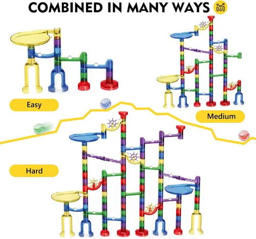 Vista 3 de Magicfly Marble Run, 127 piezas de canicas para niños, canicas de vidrio para niños