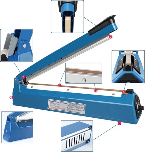Vista 4 de Sellador térmico por impulso de 16 pulgadas, sellador manual de bolsas selladoras, máquina de sellado de calefacción para bolsas de plástico PE PP