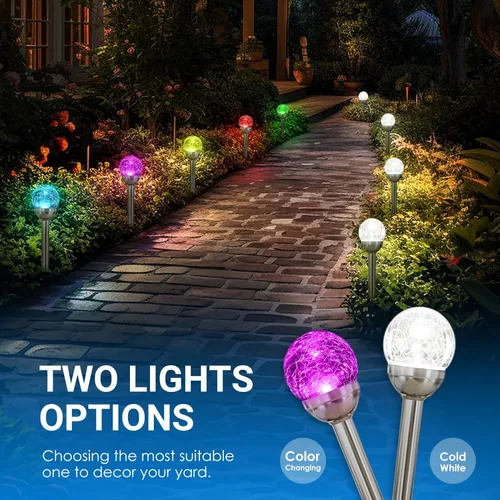 Vista 4 de Solpex - Luces solares de jardín para exteriores, paquete de 3 unidades, multicolor, cambio de color y blanco, 2 modos, bola de vidrio alimentada