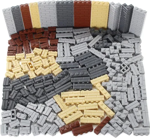 Vista 10 de Juego de ladrillos de perfil de mampostería a granel de 260 piezas de bloques de construcción para pared de construcción de casas, piezas MOC