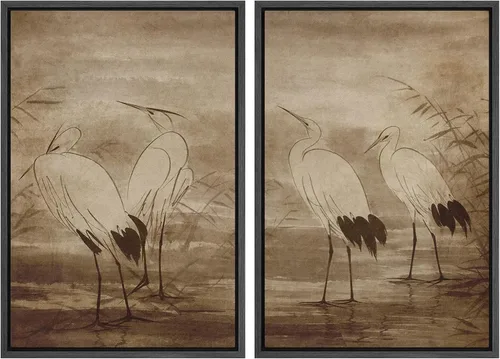 Vista 79 de MUDECOR Lienzo enmarcado para pared, bosque brumoso, reflejos, paisaje tranquilo, ilustraciones modernas, arte decorativo, bohemio, tranquilo/zen