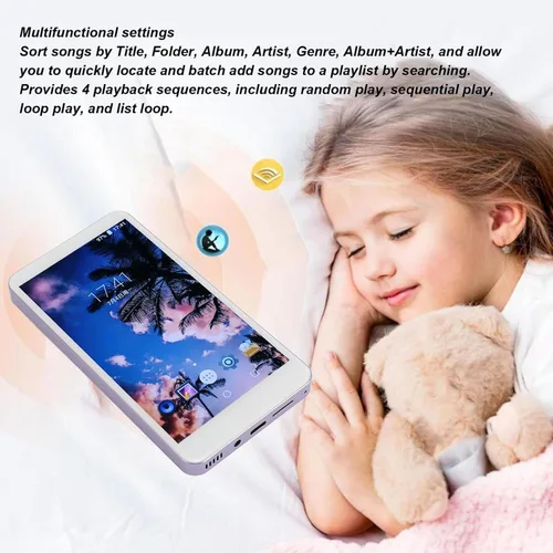 Vista 4 de Reproductor de MP3 con Bluetooth y Wi Fi, pantalla táctil completa 5.0 reproductor MP4 MP3 con, reproductor de música digital de alta fidelidad