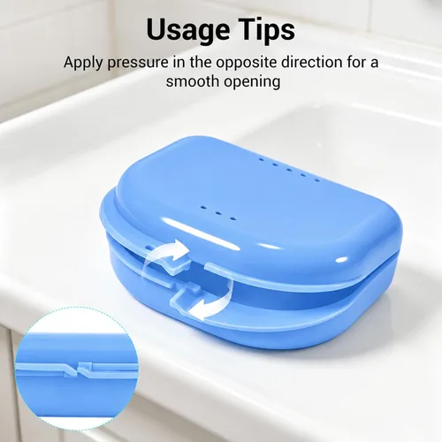 Vista 7 de Annhua Estuche de retención de ortodoncia con orificios de ventilación, caja de dentadura para dentaduras postizas, contenedor para boca, funda