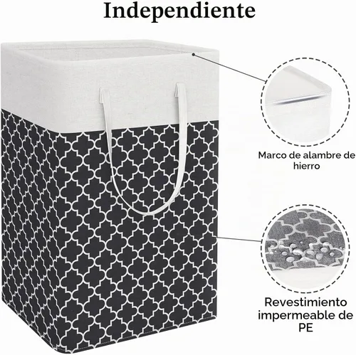 Vista 3 de StorageRight Cesta de Lavandería Canasta Grande Plegable con Asas de Fácil Transporte, Cestas de Ropa Independientes para Lavandería, Dormitorio