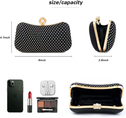 Vista 3 de Bellawish Bolsos de noche de cristal para mujer bolso de mano de perlas de diamantes de imitación para boda fiesta de graduación bolsa de novia
