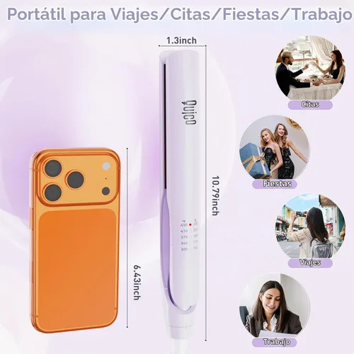 Vista 2 de Quico Plancha de pelo, alisadora y rizadora de pelo de doble voltaje de 100 Lila