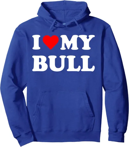 Vista 3 de Sudadera con capucha con texto en inglés "I Heart My Bull I love my bulls, Negro