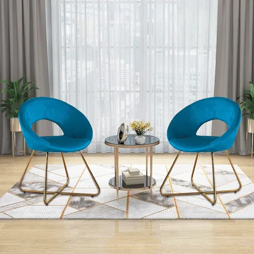 Vista 2 de Juego de 2 sillas modernas de terciopelo para sala de estar, sillas de comedor, sofá individual, cómodas sillas tapizadas, sillas de descanso