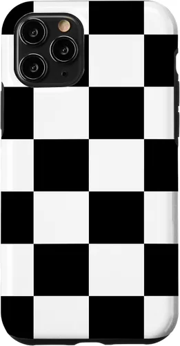 Vista 29 de Black and White Classic Checkered Big Checkerboard Pattern Case for iPhone 16