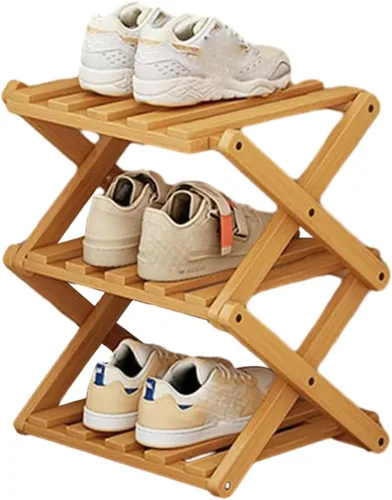 Vista 12 de YYW Zapatero de bambú para entrada, organizador vertical de almacenamiento de zapatos plegable y sin instalación, estantes para zapatos, estante