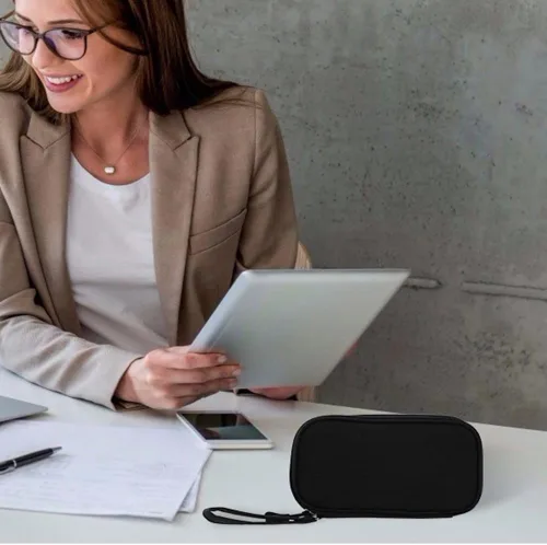 Vista 7 de Bolsa organizadora electrónica de viaje, 3 compartimentos, accesorios electrónicos portátiles para teléfono, estuche multifuncional para cable
