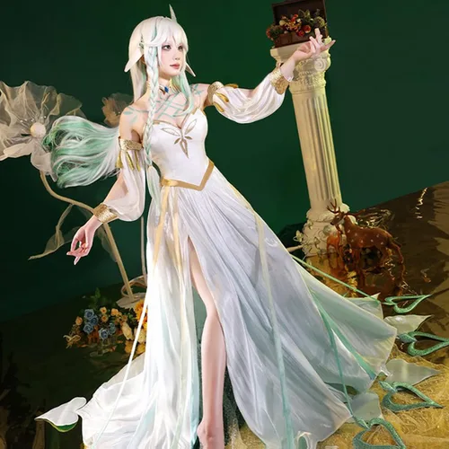 Vista 2 de ANFUQI Genshin Impact Greater Lord Rukkhadevata - Conjunto completo de disfraz de Halloween para mujer
