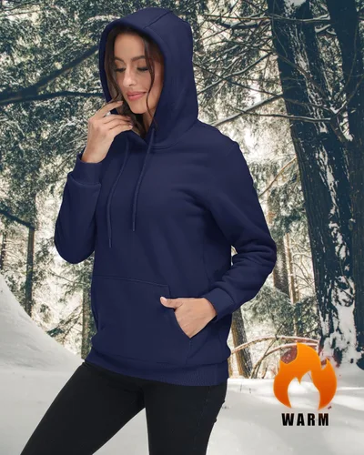 Vista 5 de TACVASEN Sudadera con capucha de algodón para mujer, de corte clásico, con bolsillos, informal, con forro polar