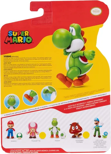 Vista 7 de Super Mario Figuras de acción de 4" Yoshi verde con huevo