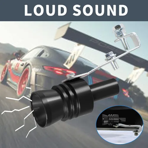 Vista 6 de Silbato universal negro para tubo de escape, simulador de sonido turbo, universal, silenciador, XL, 2 unidades, compatible con motocicleta, camión