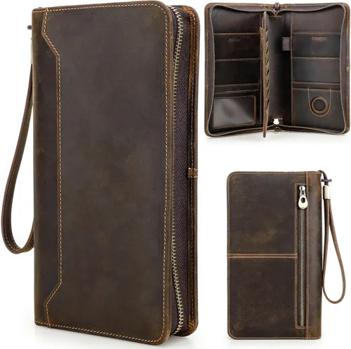 Vista 16 de Funda de cuero de grano superior para pasaporte de viaje para hombre y mujer, hecha a mano para 4 pasaportes y múltiples tarjetas, bloqueo RFID
