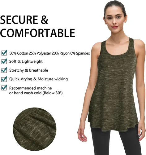 Vista 3 de Cestyle - Camiseta sin mangas para mujer, cuello redondo, corte holgado, para entrenamiento