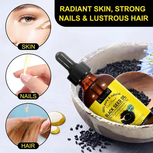 Vista 3 de Aceite de semilla negra – Aceite de semilla negra 100% virgen prensado en frío de alta calidad, antioxidante Omega 3 6 9, refuerzo inmunológico