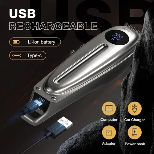 Vista 2 de SUPRENT Cortadora de pelo recargable profesional para hombres, kit de corte de pelo inalámbrico con pantalla LED