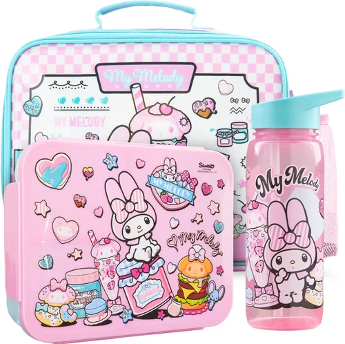 Vista 9 de Get Trend Cinnamoroll Girls Lunch Bag, Bento Box & Water Bottle 3 Piece Set Light Blue/Pink Cinnamoroll