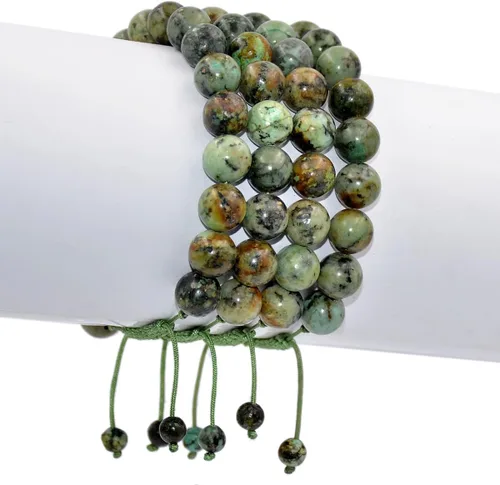 Vista 3 de AD Beads - Pulseras de gemas naturales de 0.39 pulgadas, cristales de sanación, macramé ajustable de 7 a 9 pulgadas