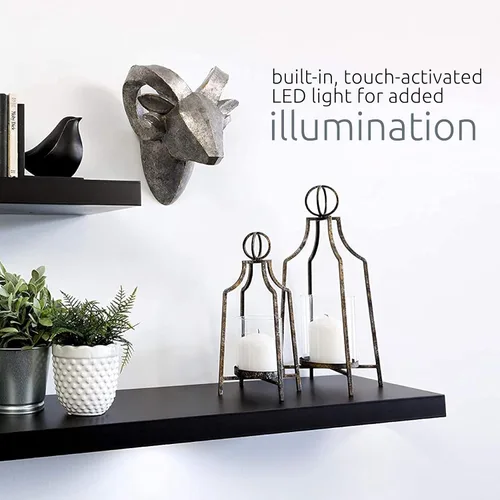 Vista 4 de Kiera Grace Stockholm Aberg - Estante flotante de luz LED, estantes de pared modernos con luces activadas por tacto, ideal para decoración del Negro