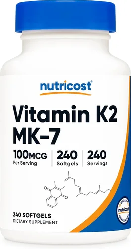 Vista 6 de Nutricost Suplemento de Vitamina K2 MK-7 (100 mcg) 120 Cápsulas Blandas - Sin GMO