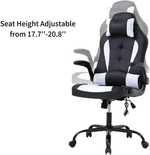Vista 7 de Silla de juegos, silla ergonómica de escritorio para computadora, respaldo alto, silla de oficina, soporte lumbar de masaje, cómoda silla