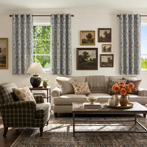 Vista 6 de jinchan Cortinas de lino texturizadas para oscurecer la sala de estar, 54 pulgadas de largo, cortinas de medallón para dormitorio, tratamientos