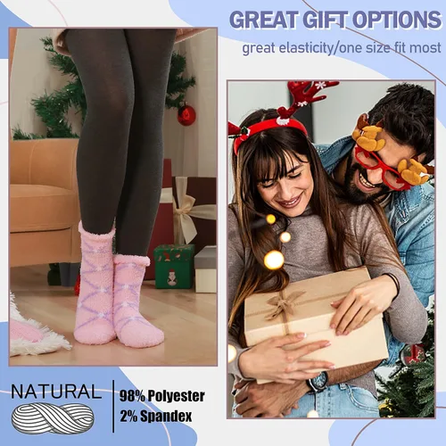 Vista 5 de ANTSANG Womens Fuzzy Socks Slipper Winter Fluffy Comfy Cozy Socks Cabin Warm Home Socks