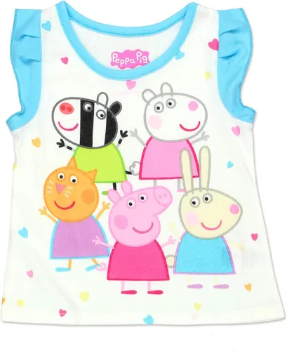 Vista 3 de Peppa Pig Pijama de poliéster suave para niñas pequeñas, Azul Patchwork
