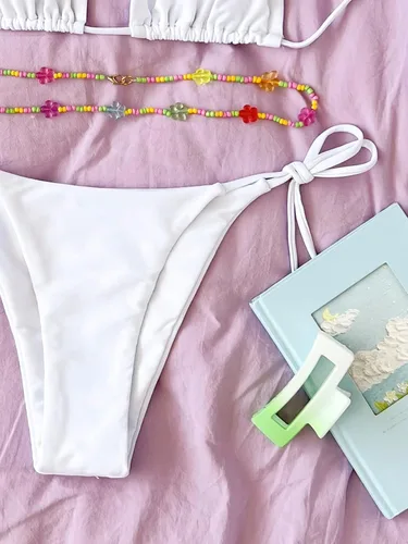 Vista 5 de SHENHE Conjunto de bikini sexy de 2 piezas para mujer, traje de baño triangular con lazo lateral