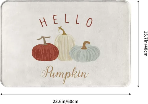Vista 3 de Alfombra de baño para baño, calabaza, otoño, granja, Acción de Gracias, alfombra de ducha de espuma viscoelástica antideslizante, alfombra pequeña