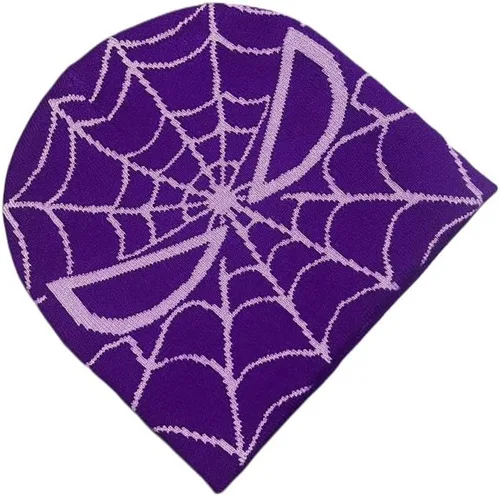 Vista 2 de CORIRESHA Gorros de punto unisex de tela de araña y2k, cálidos y acogedores para otoño e invierno