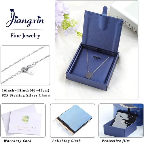 Vista 6 de JIANGXIN Collar con colgante hecho a mano de plata de ley 925 con piedra natal colorida para mujer, trébol de cuatro hojas de la suerte, joyería