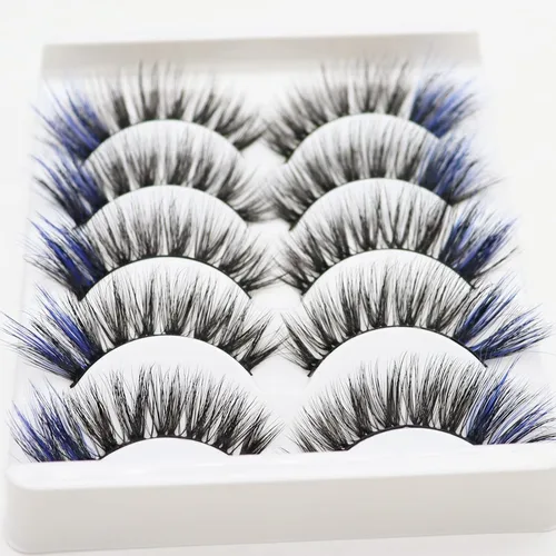 Vista 7 de DAODER Pestañas postizas de colores, pestañas postizas esponjosas con color azul, de 0.55 a 0.63 pulgadas, rizo C medio, volumen completo, pestañas