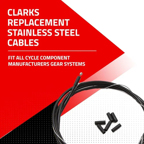 Vista 6 de Clarks Cable de engranaje de acero inoxidable 6086, negro Cables-de-frenos de bicicleta y carcasa